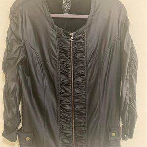 Faux Leather Jacket - with rouched front - Size L